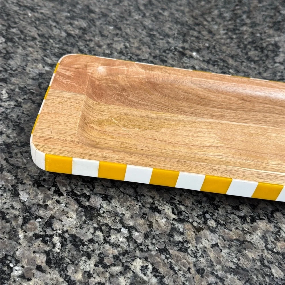 Striped yellow Wooden serving Tray 1 tray